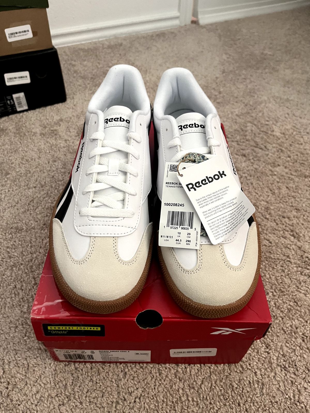 Reebok Vector Smash White Black Gum-Size 11