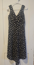 INC International Concepts Dress Womens 4 Black Polka Dot Silk V-Neck Asym Hem
