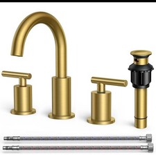 FORIOUS 8 Inch Widespread Brushed Gold Bathroom Faucet 3 Hole, 2 Handle Gold ...