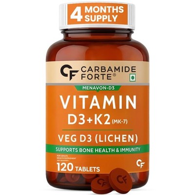 Carbamide Forte VitaminD Tablets,Vitamin D3 K2 Supplement to support Bone 120tab