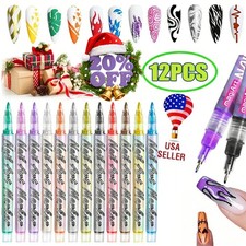 12 Colors Nail Art Pens Set, 2026 New DIY Nail Art Markers Drawing Painting Line