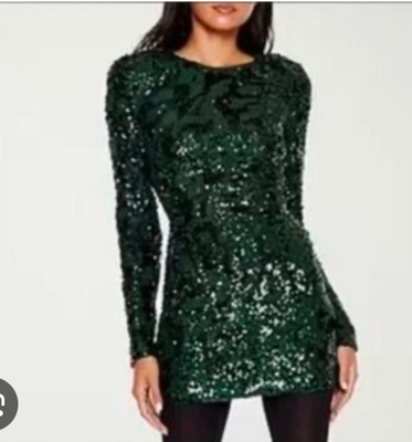 fitted lace wedding dress Sequin Mini Dress Black / Xs