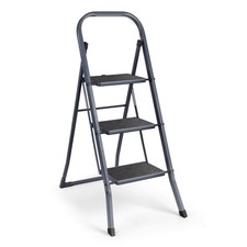 3 Step Steel Ladder - VonHaus Ladder with Anti Slip Feet and Foldable Design