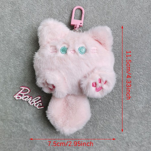 Squeak Long Tailed Cat Plush Keychain Cute Soft Stuffed Cat Keyring Bag Ornam-wa - Picture 7 of 20