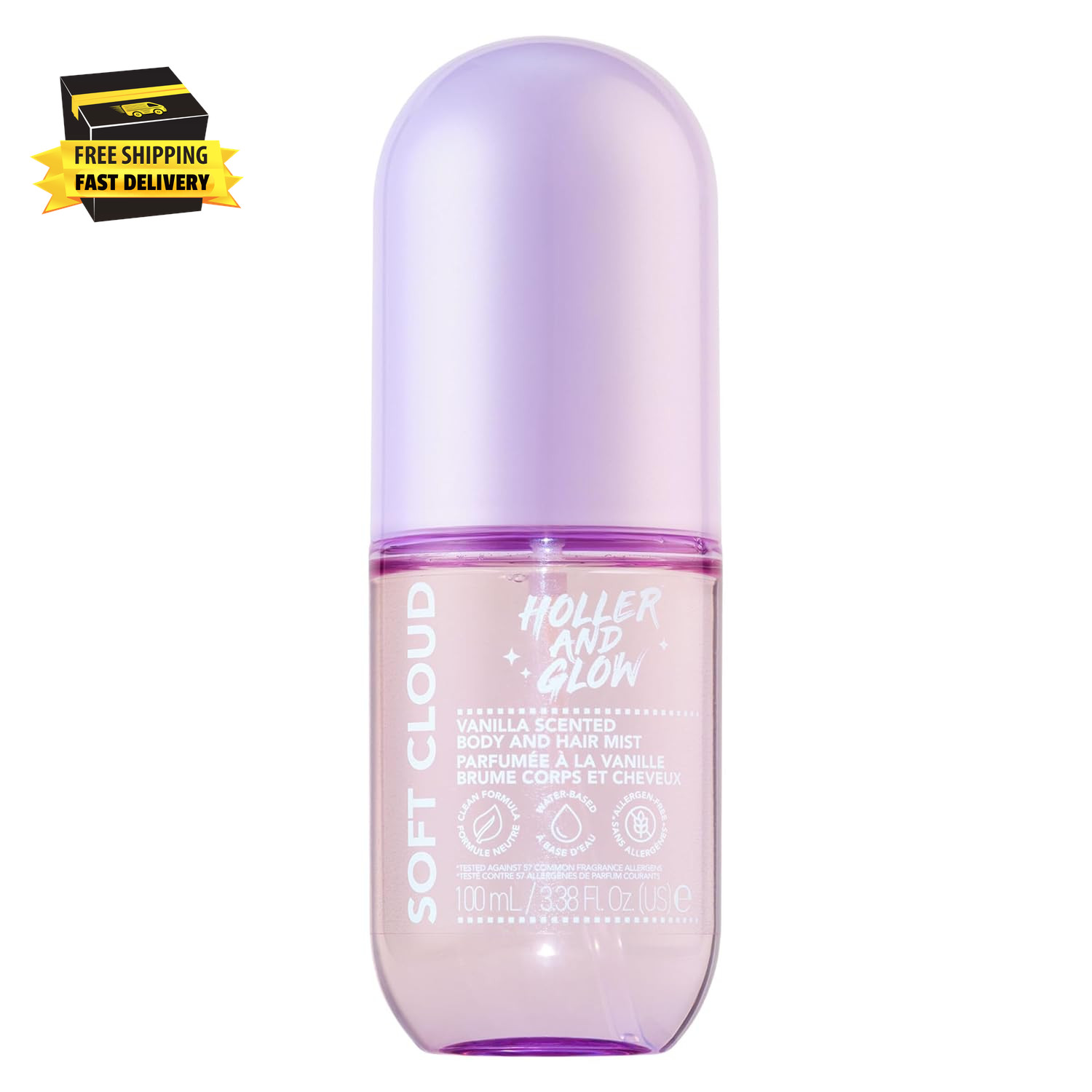 Holler and Glow Mood Boosting Soft Cloud Body & Hair Mist, Body Spray, Teen Girl