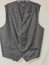 SCULLY Western Men Vest 2XT Paisley Formal Rangewear BLACK cover buttons VGC