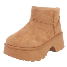 Damen Snowboots mit Dekofell Ital-Design 5537 in Camel