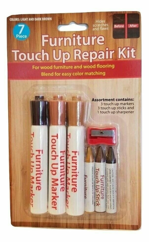 7-Piece Wood Scratch Repair Kit with Markers & Filler Sticks for Furniture & Floors  -image