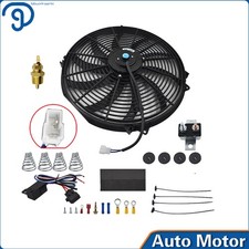 Ventilador Radiador Eléctrico 16" 3000+CFM Negro 12V Termostato Cableado Interruptor Relé Kit