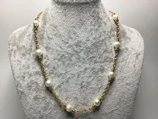 QVC Honora Italian Bronze Freshwater Ringed Pearl 19 Inch Station Necklace