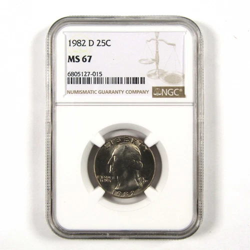 1982 D Washington Quarter MS 67 NGC Clad 25c Uncirculated SKU:I9549