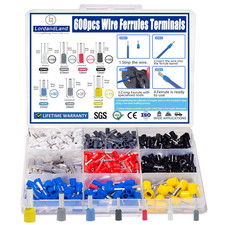 UL Listed 600Pcs Wire Ferrules Terminals Kit AWG 22-10 Crimp Copper Ferrules Ter