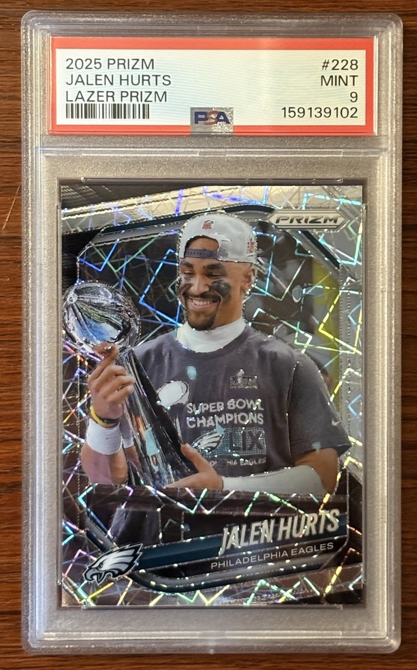 2025 Panini Prizm Jalen Hurts #228 Lazer Prizm Philadelphia Eagles PSA 9!