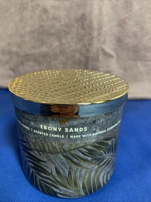 NEW BATH & BODY WORKS EBONY SANDS SCENTED CANDLE 3 WICK 14.5 OZ LARGE LIDDED