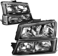 DNA MOTORING Pair Headlight Assembly Compatible with 2003-2006 Chevy Silverado