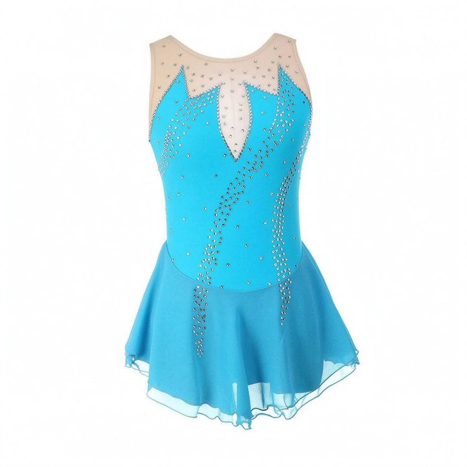 Ärmelloses Eiskleid Glitzerstein einteiliges Eiskleid Schlüsselloch-Ausschnitt