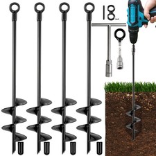 Ground Anchors Heavy Duty, Swing Set Anchor Kit 18 Inch 4 Pack Screw in Earth...