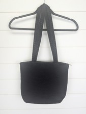The SAK Crochet Knit Woven Hobo Shoulder Bag Black Minimalist Beach Resort Vacay