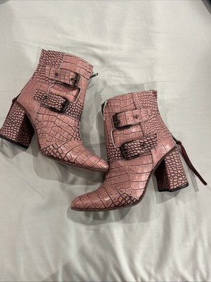 FREEBIRD Joey US 8 Pink/Blush  Snake Leather Ankle Booties Zip Made In MEXICO
