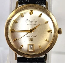 LUCIEN PICCARD SEASHARK AUTOMATIQUE 10K Gold Filled Wrist Watch Waterproof RUNS!