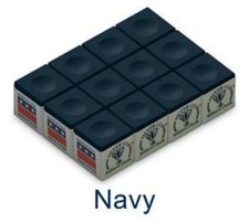 One Dozen NAVY BLUE Silver Cup Billiards Pool Cue Stick Chalk 12 cubes 