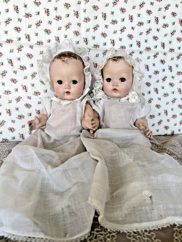 1949 EFFANBEE PATSY BABY BABYKIN - RARE HARD PLASTIC VERSION - TWINS! + OUTFITS!