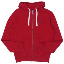 Vintage Polo By Ralph Lauren Red Waffle Knit Thermal Full Zip Hoodie
