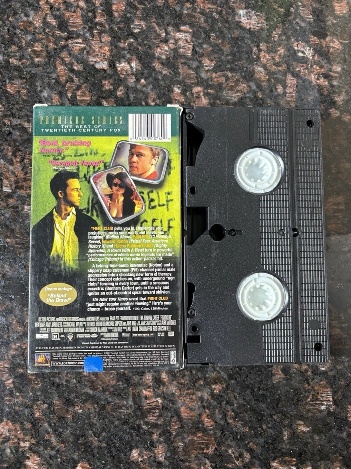 Fight Club - VHS - 20th Century Fox Premiere Series 2000 Brad Pitt Cult Classic Foto 2 de 4