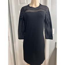 Michael Kors Black Mesh Sleeve Shift Dress Women’s Small Minimalist Chic