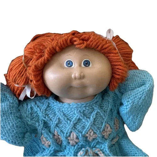 80s Toy Cabbage Patch Kids Doll Coleco Clothes Outfit 1978/1982 Red Hair Blue