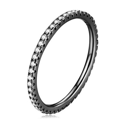 Bamoer 925 Sterling Silver Cz Stackable Rings Gold Plated Eternity Bands