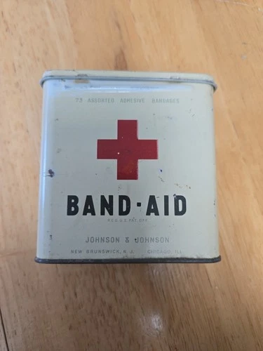Vintage Pre-WWII Johnson & Johnson Band-Aid Bandage Tin Red Cross 1930s - 1940s