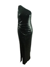 Lauren by Ralph Lauren Women's One Shoulder Drape Back Sequin Gown (16, Green)