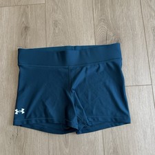 Under Armour Compression Shorts Womens L Mid Rise 3 Inch Shorty Green/Teal