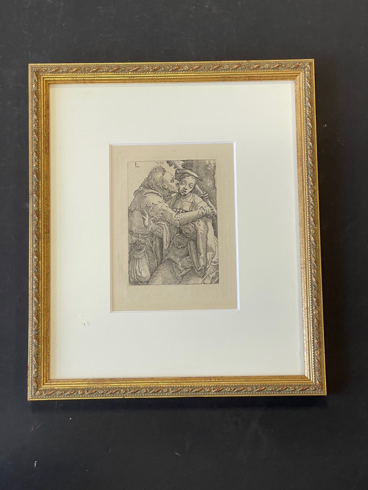 Lucas Van Leyden Curious Couple The Jester and the Young Woman Engraving