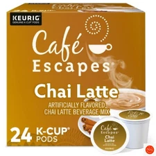 Café Escapes Chai Latte Coffee Pods Flavored Coffee Dark Roast - 24ct