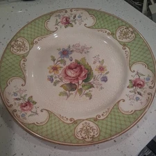 Vintage 10.5” Floral Green Decorative Dinner Plate Myott Son & Co. England - W2