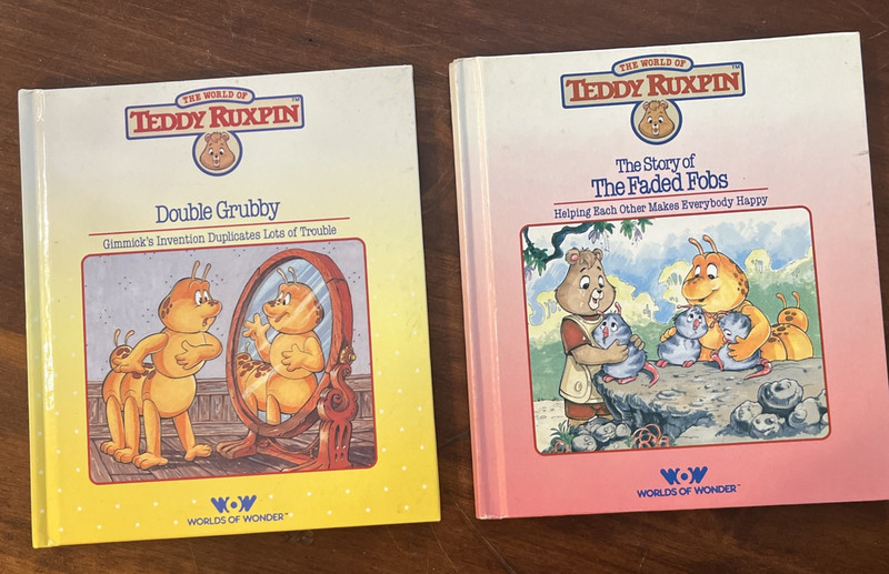2 VINTAGE Teddy Ruxpin BOOKS The Story of  The Faded Fobs & DOUBLE GRUBBY