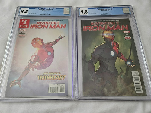 INVINCIBLE IRON MAN#1 & #3 2017 BOTH CGC 9.8 1ST RIRI IN IRONHEART ARMOR