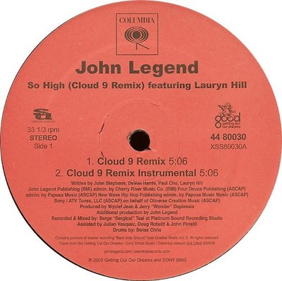 John Legend - So High Cloud 9 Remix - Used Vinyl Record 12 - F7441z