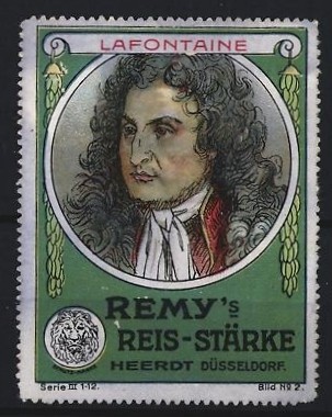 Marca publicitaria Düsseldorf, Remy, almidón de arroz, retrato de Lafontaine