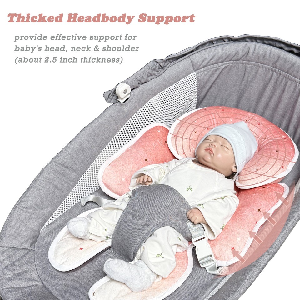 Infant Car Seat Insert, 2 in 1 Cushion for Newborn, Seat Pad with Strap ...