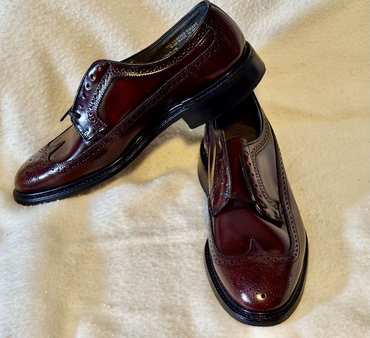 Vtg HANOVER Traditional Brown Wingtip Dress Brogue Oxford 
