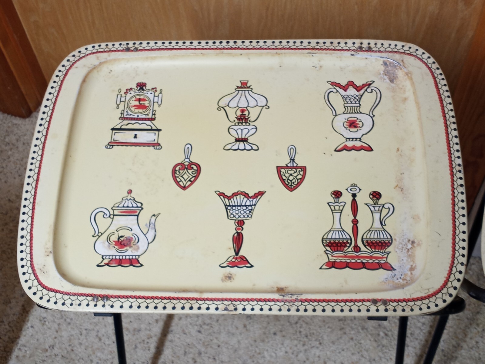 2 Vtg FOLDING METAL TV TRAYS 13"X18" 1950s MCM QUAKER eBay