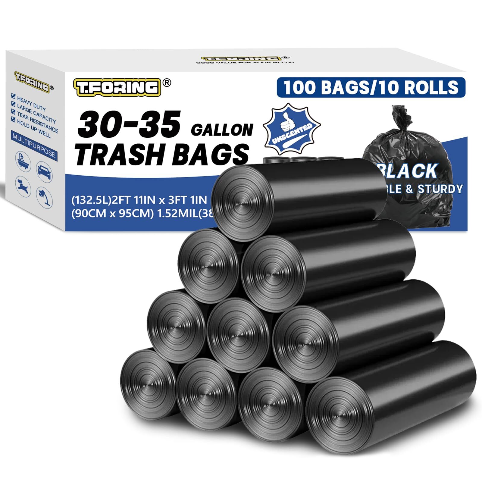 30-35 Gallon Trash Bags Heavy Duty 1.5 Mil - 35