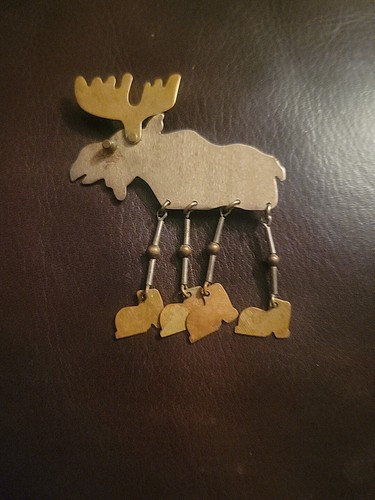 Vintage Jewelry Pin Brooch Moose Elk Dangle Legs Boots Metal