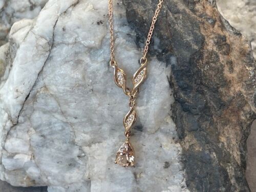 Clogau Galés Oro 18ct 1854 Pasado Presente Futuro Lariat con Morganita Nuevo Raro - Imagen 4 de 11