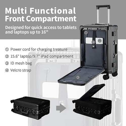 20"24"Carry-on Luggage PC Hardside Suitcase with TSA007 Lock & USB Port - Picture 8 of 15