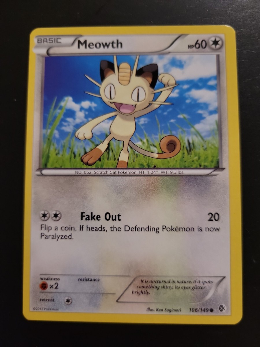 Pokemon TCG Card 2012 Boundaries Crossed - Meowth 106/149 | eBay