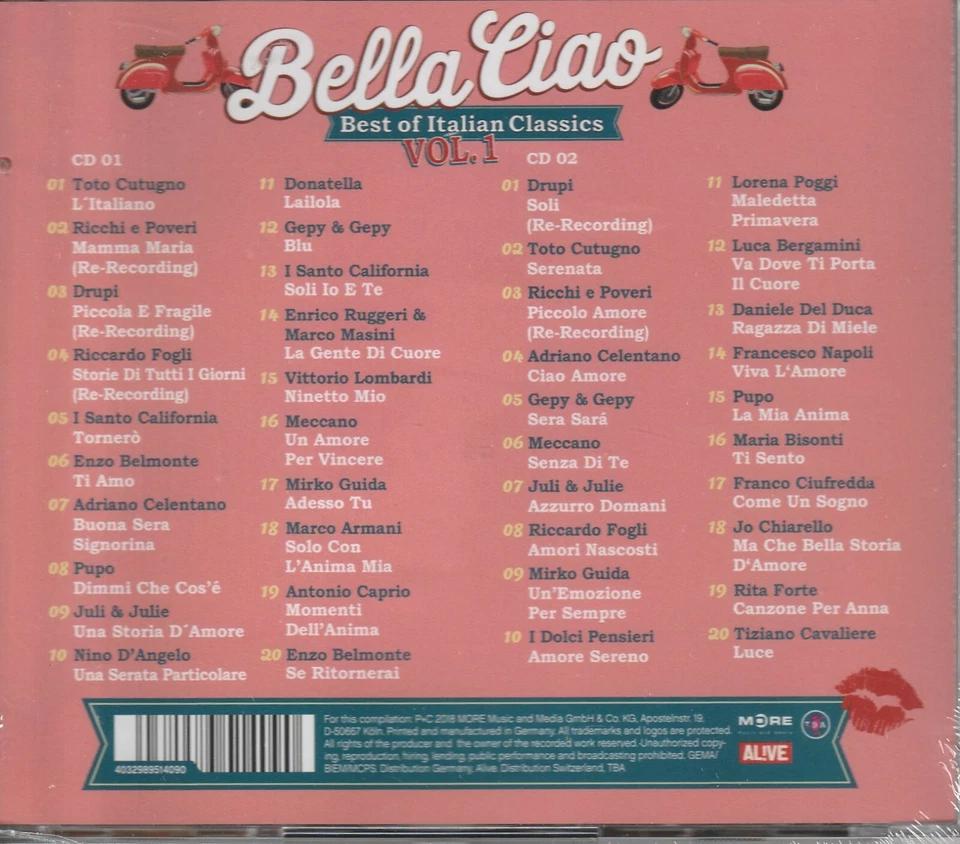 Bella Ciao - Best of Italian Classics, Vol. 1 (NEU/OVP, 2 CDs) - Bild 2 von 2